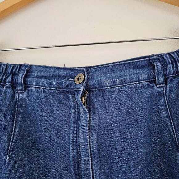 VTG Denim & Co Sz Large Floral Embroidered Maxi Denim Skirt Pockets Blue Jean - Picture 7 of 9